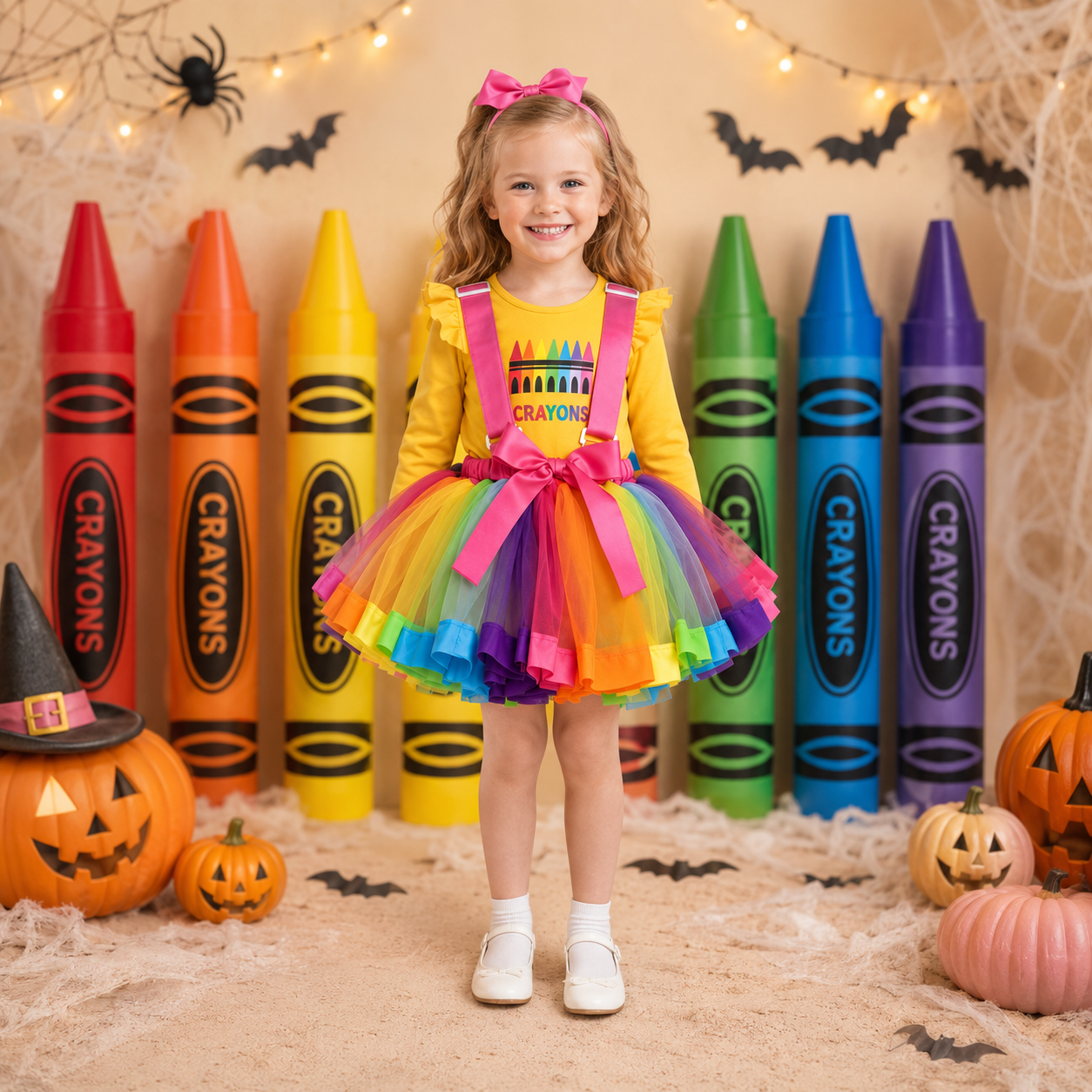 Girls/Toddler/Baby/Tween/Teen "Crayons" Tutu Suspender Skirt Costume Set
