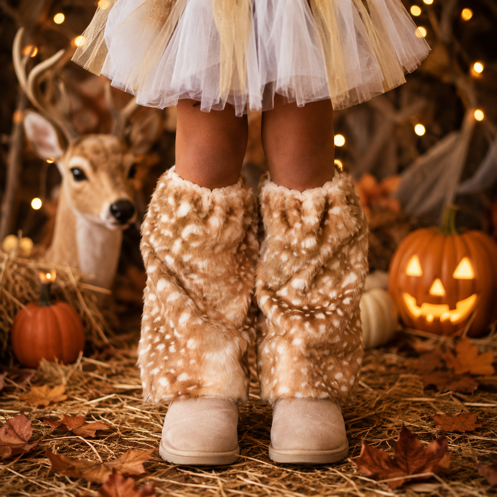 RESTOCKED! Fawn Deer Faux Fur Leg Warmers