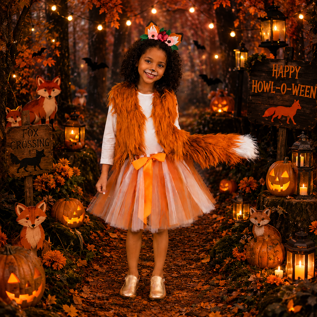RESTOCKED! Girls/Toddler Fuzzy Fox Costume - 4 Piece Set