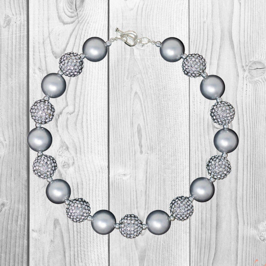 RESTOCKED! Silver Glitter Bubblegum Necklace