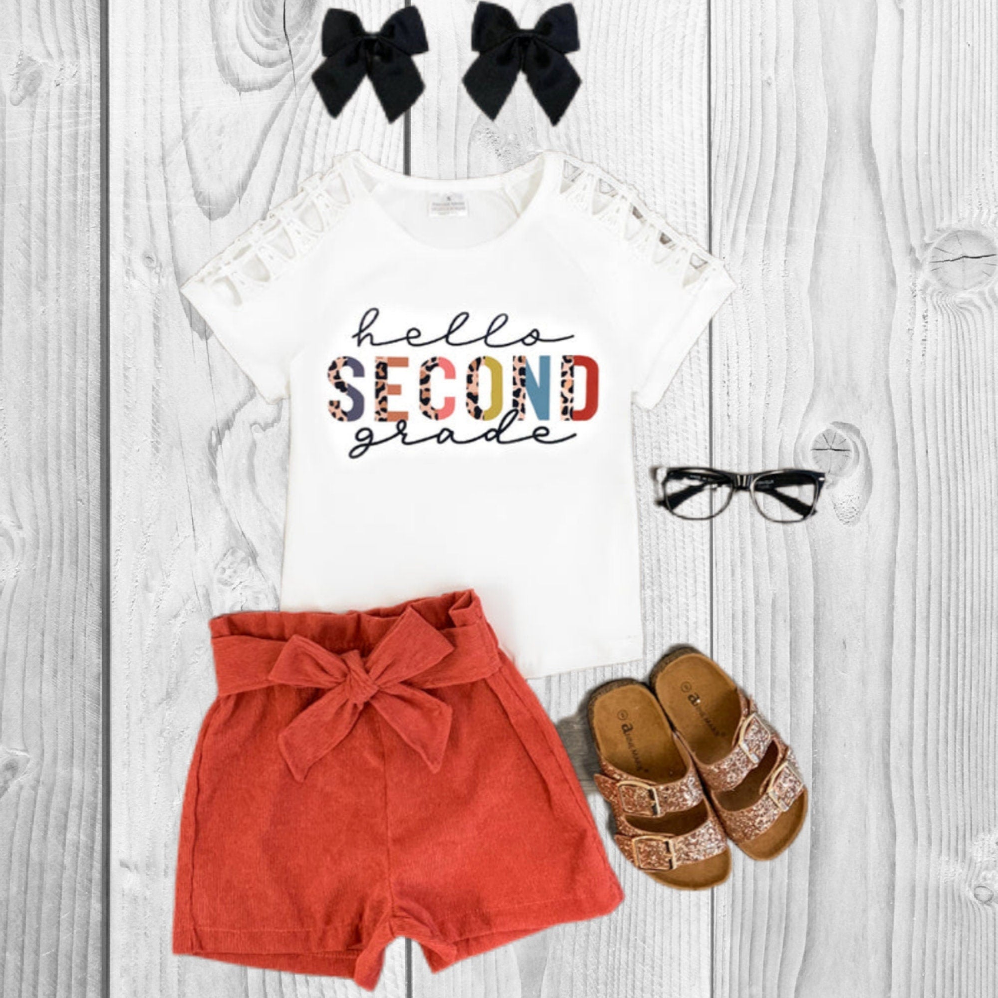 RESTOCKED! Girls/Toddler "Hello Pre-K - 6th Grade" Corduroy Short Set, 2T 3T 4T 5 6 7 8 10 12 14 16 18 Years, Back To School, 1st Day School