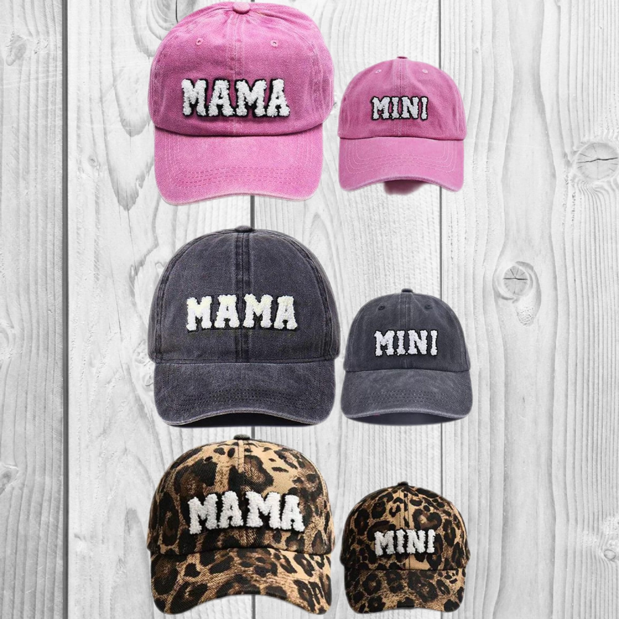 Mommy & Mini "Mama And Mini" Baseball Cap - Pink, Gray Or Cheetah, Coordinating Boutique Hats, Matching, Mommy And Me