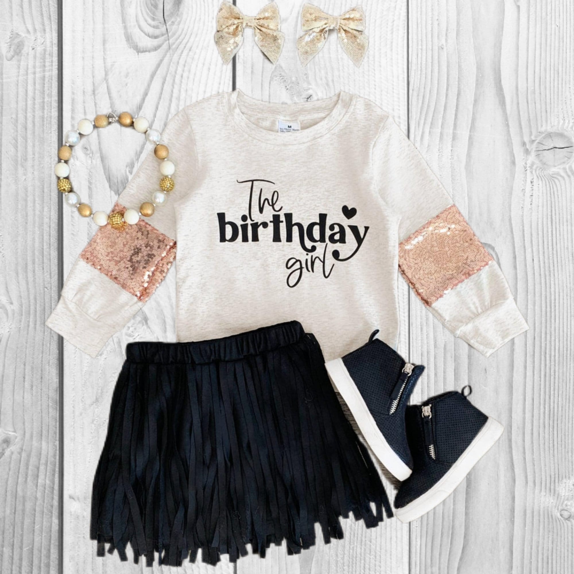 RESTOCKED! Girls/Toddler "The Birthday Girl" Sequins & Fringe Suede Skirt Set, 6-12 Months 12-18 Months 2T 3T 4T 5 6 7 8 10 12 14, Fall