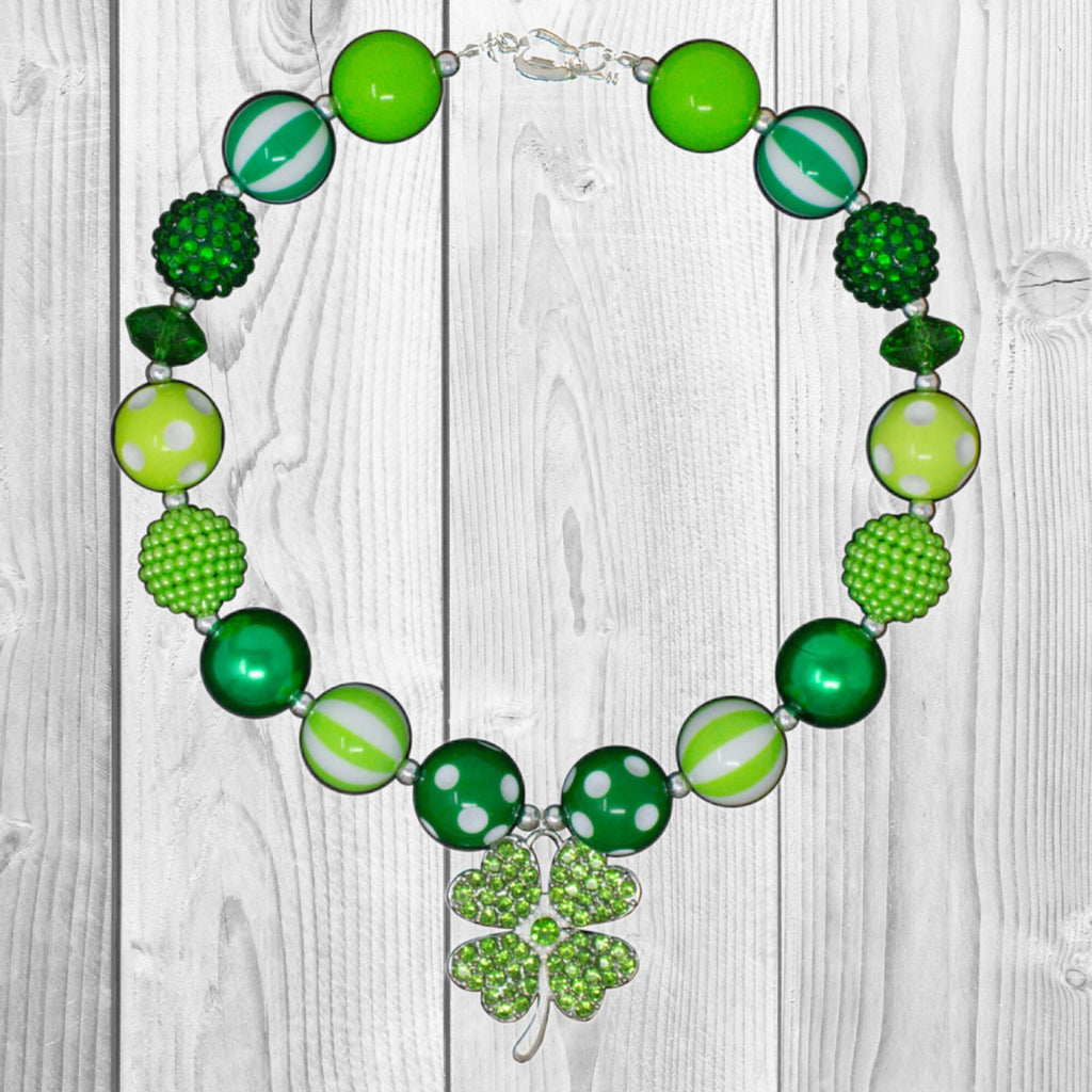 RESTOCKED! Rhinestone Four-Leaf Clover Bubblegum Necklace