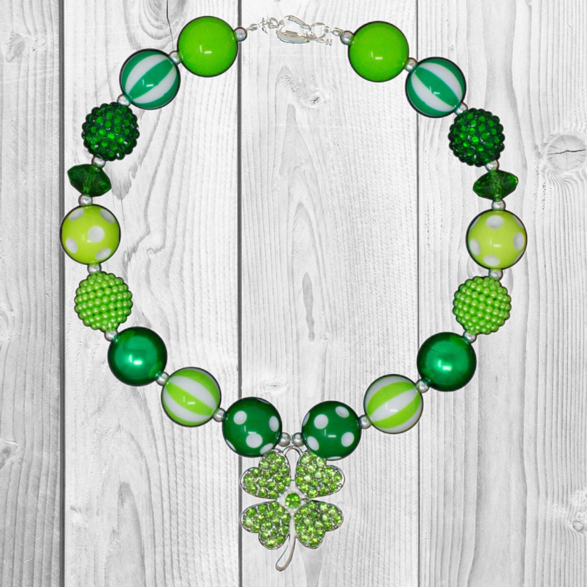 RESTOCKED! Rhinestone Four-Leaf Clover Bubblegum Necklace