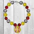 RESTOCKED! Yellow & Red Rhinestone Softball Necklace