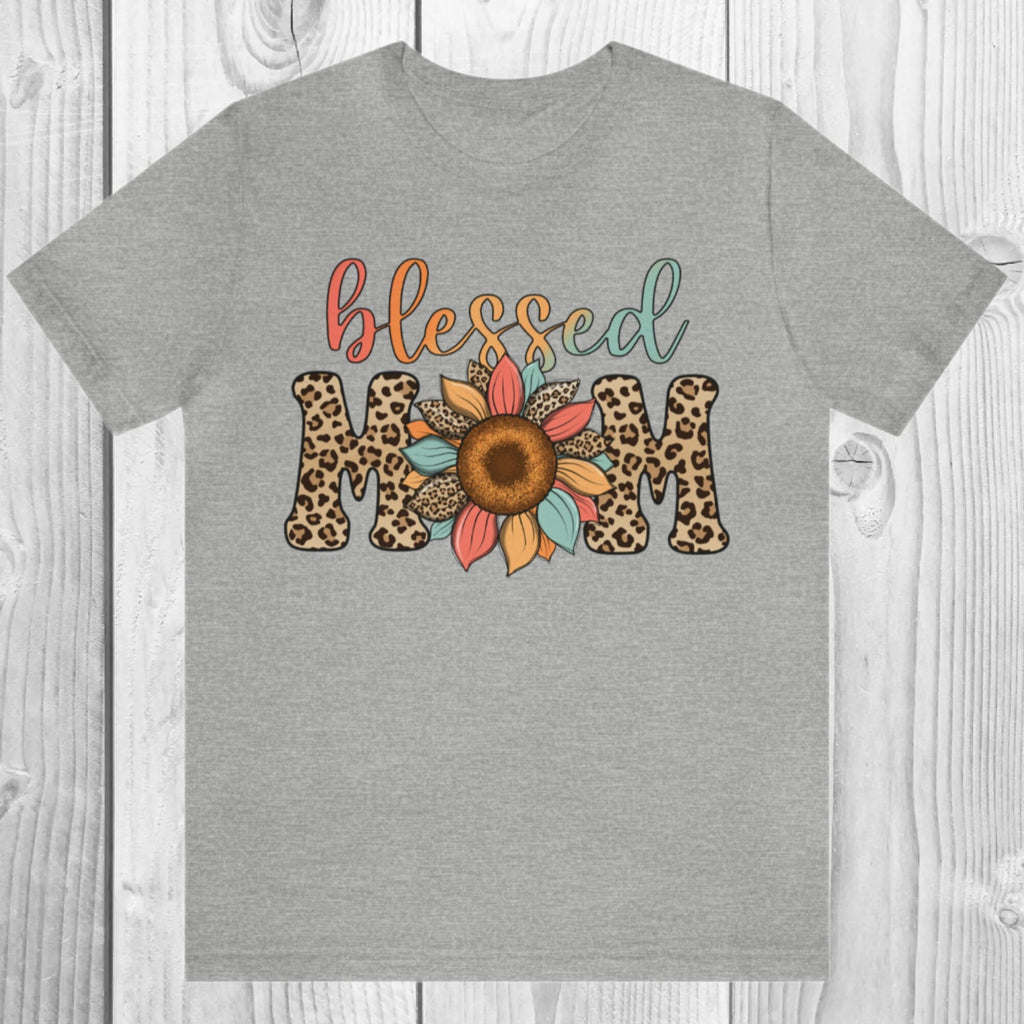 Blessed Mom Shirt, Leopard Mama T-Shirt, Pregnancy Announcement, Baby Shower Gift, New Mother Gift, Gift For Mom, Sunflower Top, Blessed Mom