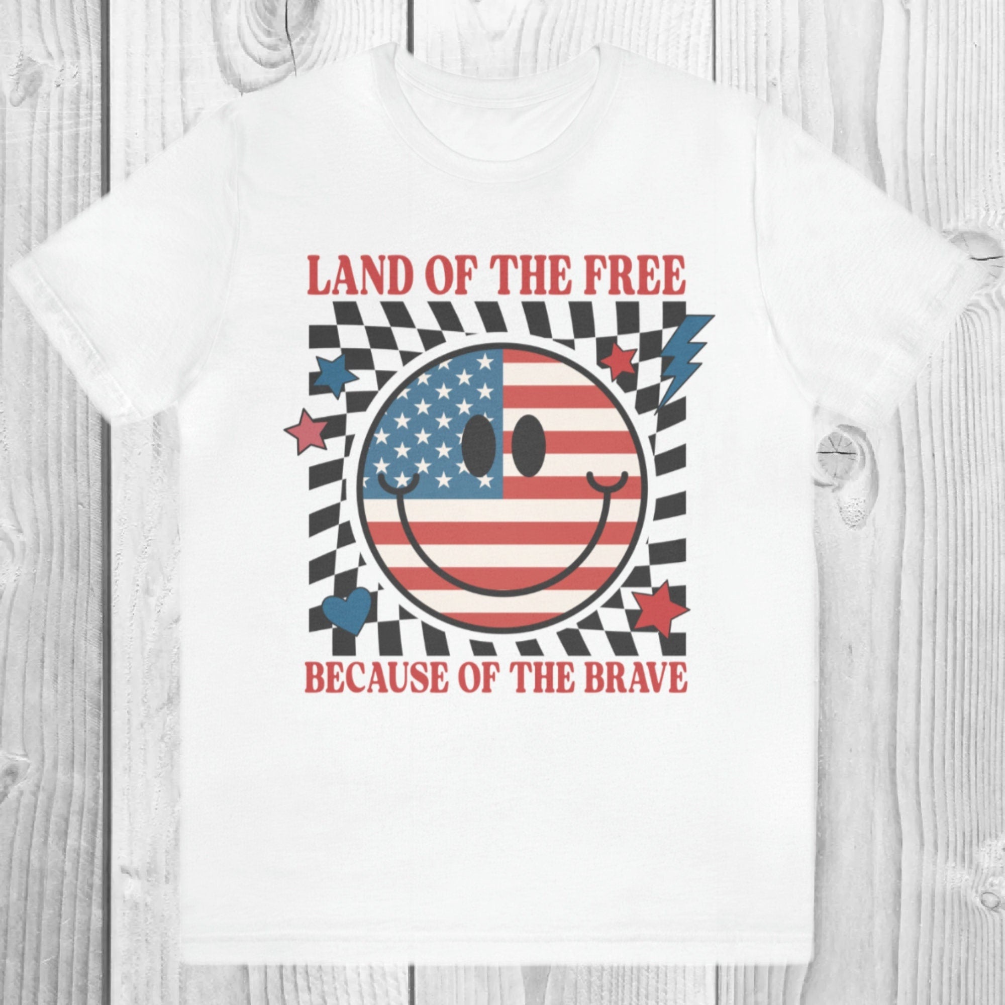 Women's Retro "Land Of The Free Because Of The Brave" Unisex Fit Jersey Short Sleeve Tee, Independence Day, T-Shirt, Camping 4th Of July
