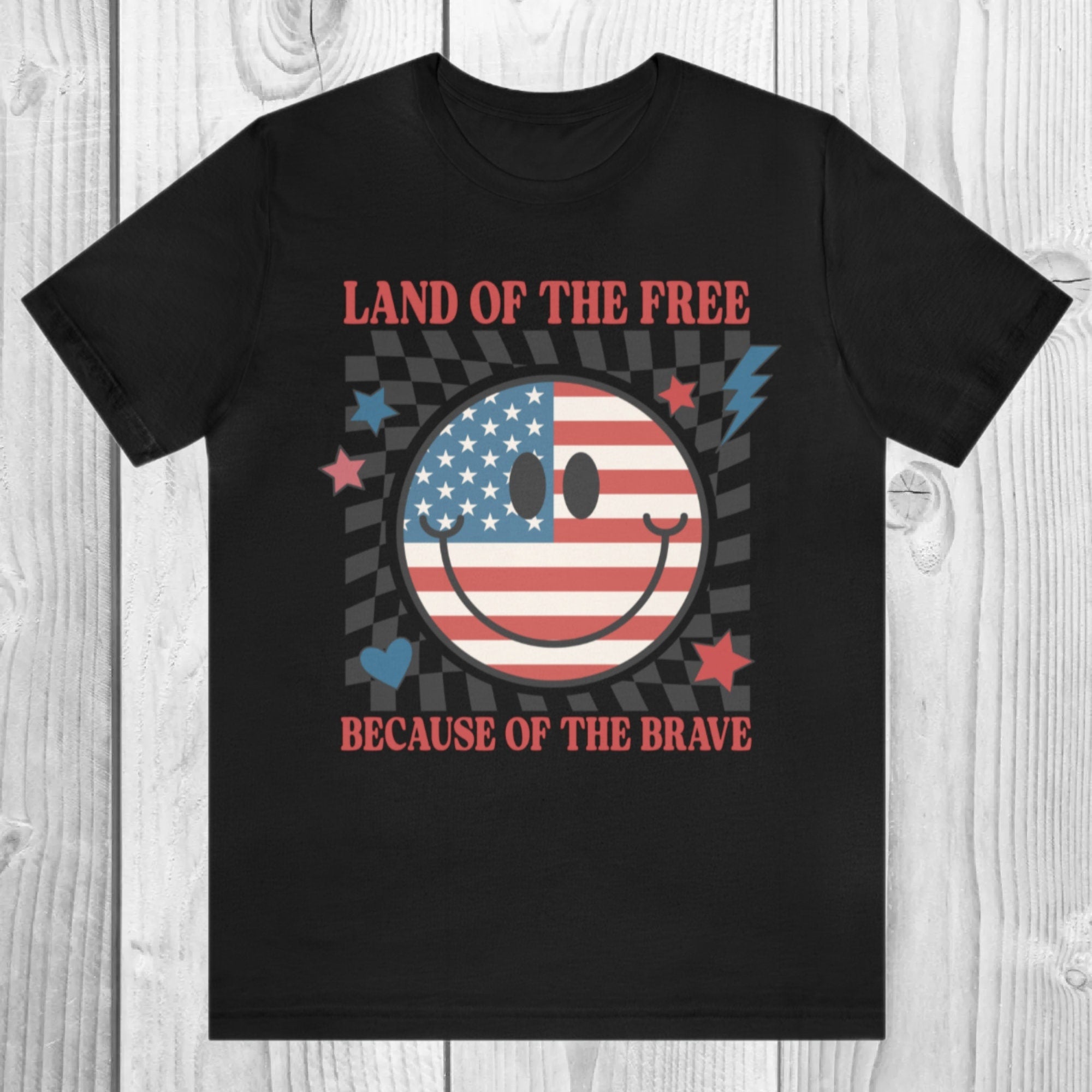 Women's Retro "Land Of The Free Because Of The Brave" Unisex Fit Jersey Short Sleeve Tee, Independence Day, T-Shirt, Camping 4th Of July