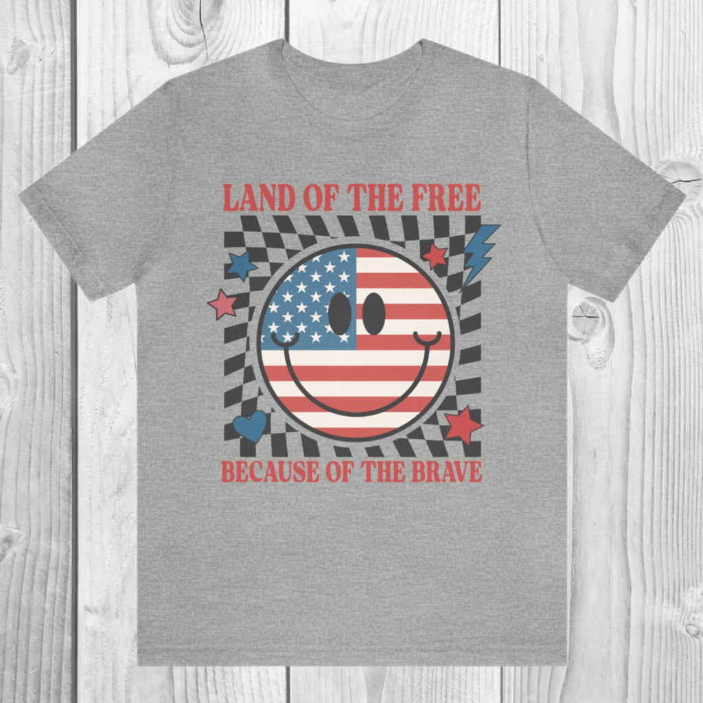 Women's Retro "Land Of The Free Because Of The Brave" Unisex Fit Jersey Short Sleeve Tee, Independence Day, T-Shirt, Camping 4th Of July