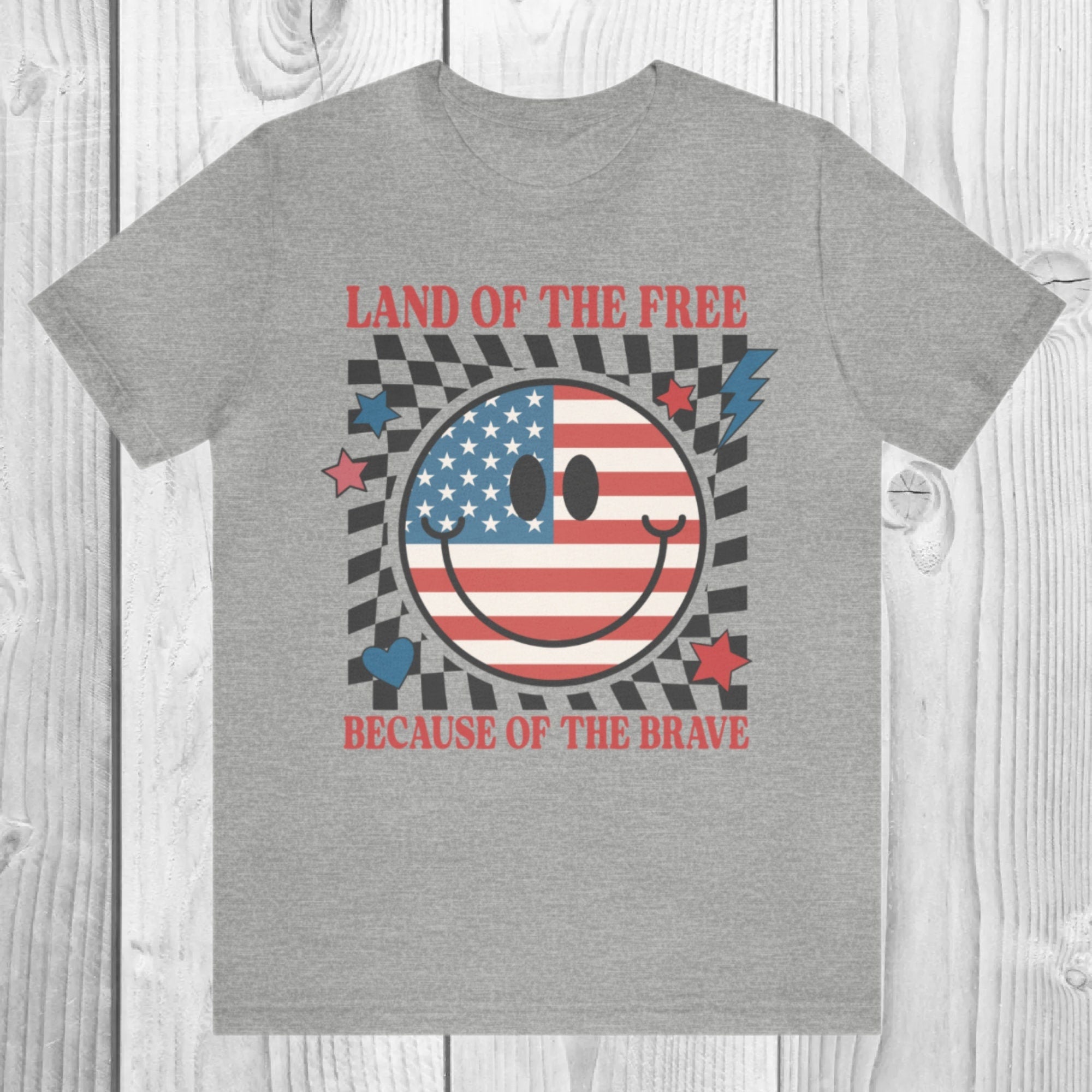 Women's Retro "Land Of The Free Because Of The Brave" Unisex Fit Jersey Short Sleeve Tee, Independence Day, T-Shirt, Camping 4th Of July