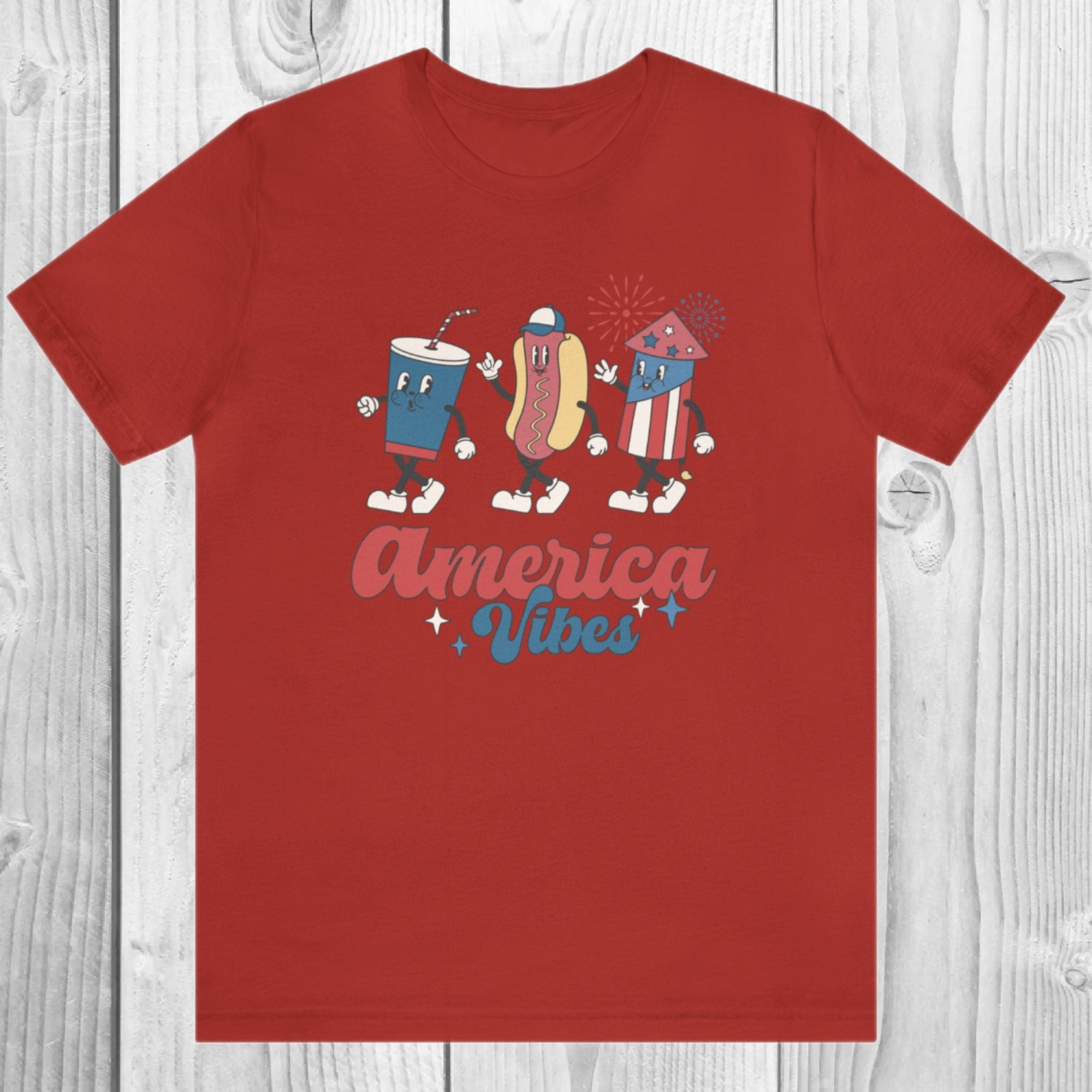 America Vibes Shirt, Retro Patriotic T-Shirt, 4th of July Tee, USA Graphic Shirt, Red White Blue Shirt, Unisex Fit Summer Top