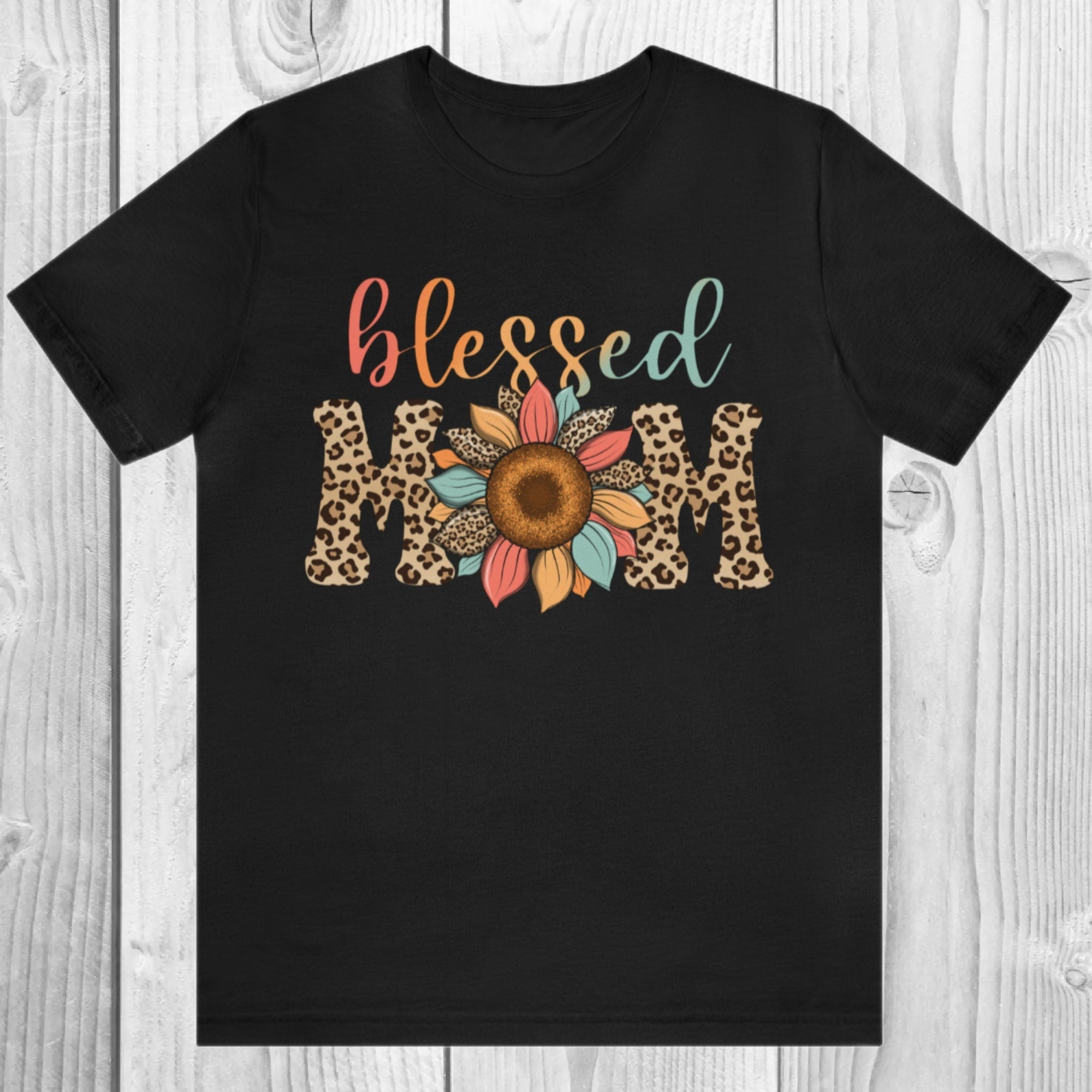 Blessed Mom Shirt, Leopard Mama T-Shirt, Pregnancy Announcement, Baby Shower Gift, New Mother Gift, Gift For Mom, Sunflower Top, Blessed Mom