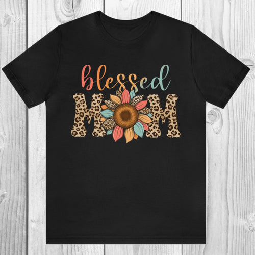 Blessed Mom Shirt, Leopard Mama T-Shirt, Pregnancy Announcement, Baby Shower Gift, New Mother Gift, Gift For Mom, Sunflower Top, Blessed Mom