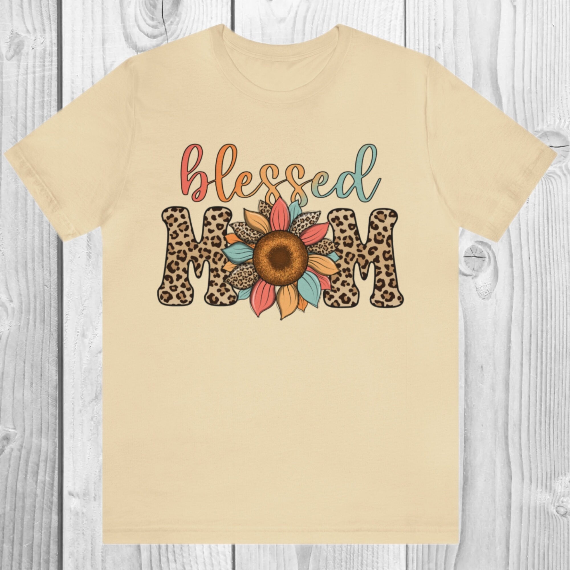 Blessed Mom Shirt, Leopard Mama T-Shirt, Pregnancy Announcement, Baby Shower Gift, New Mother Gift, Gift For Mom, Sunflower Top, Blessed Mom