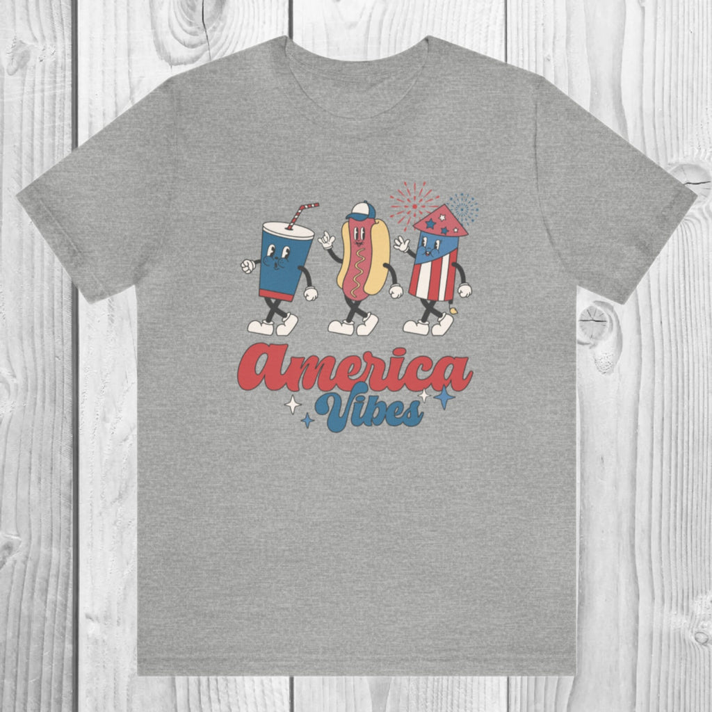 America Vibes Shirt, Retro Patriotic T-Shirt, 4th of July Tee, USA Graphic Shirt, Red White Blue Shirt, Unisex Fit Summer Top