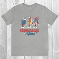 America Vibes Shirt, Retro Patriotic T-Shirt, 4th of July Tee, USA Graphic Shirt, Red White Blue Shirt, Unisex Fit Summer Top