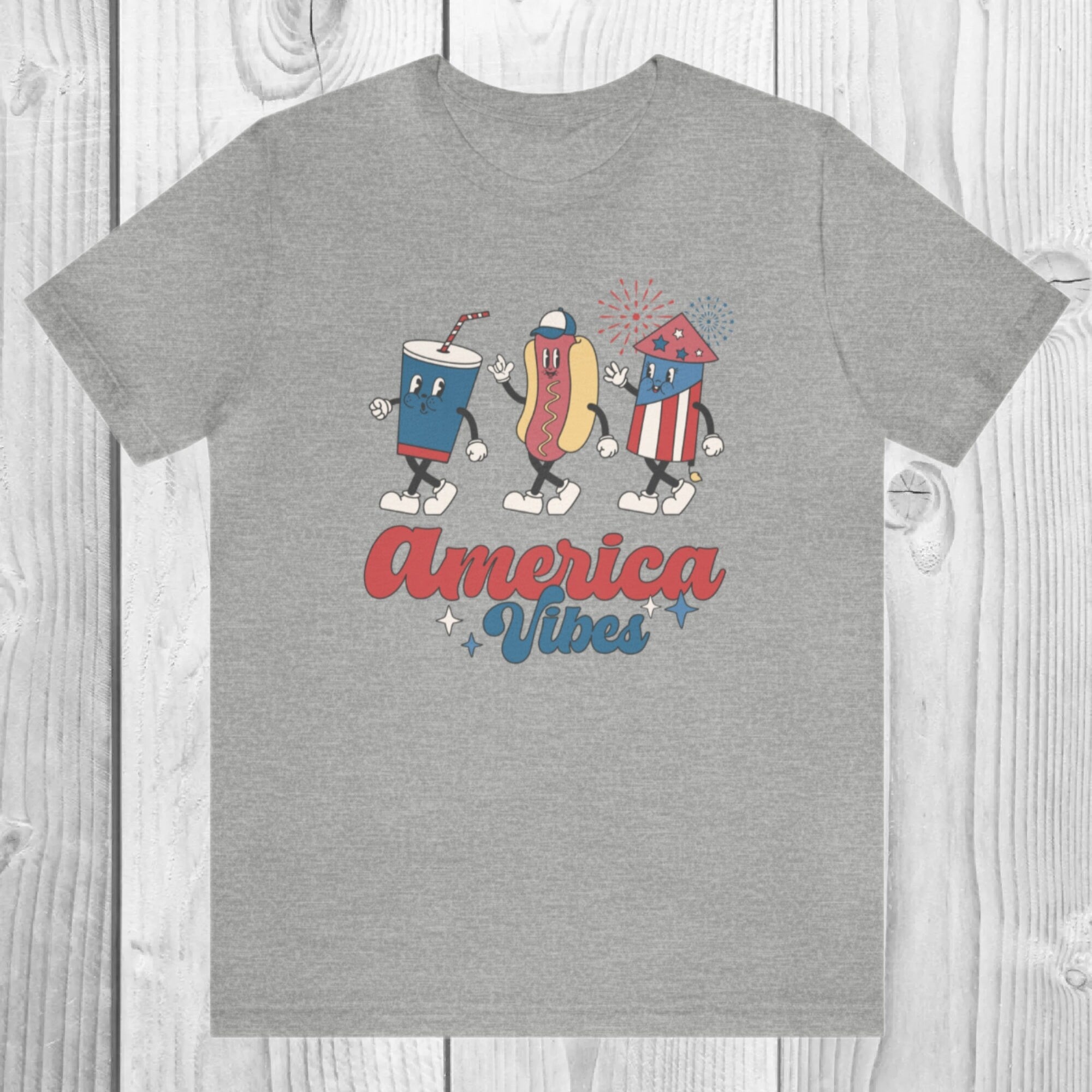 America Vibes Shirt, Retro Patriotic T-Shirt, 4th of July Tee, USA Graphic Shirt, Red White Blue Shirt, Unisex Fit Summer Top