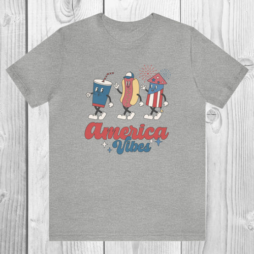 America Vibes Shirt, Retro Patriotic T-Shirt, 4th of July Tee, USA Graphic Shirt, Red White Blue Shirt, Unisex Fit Summer Top