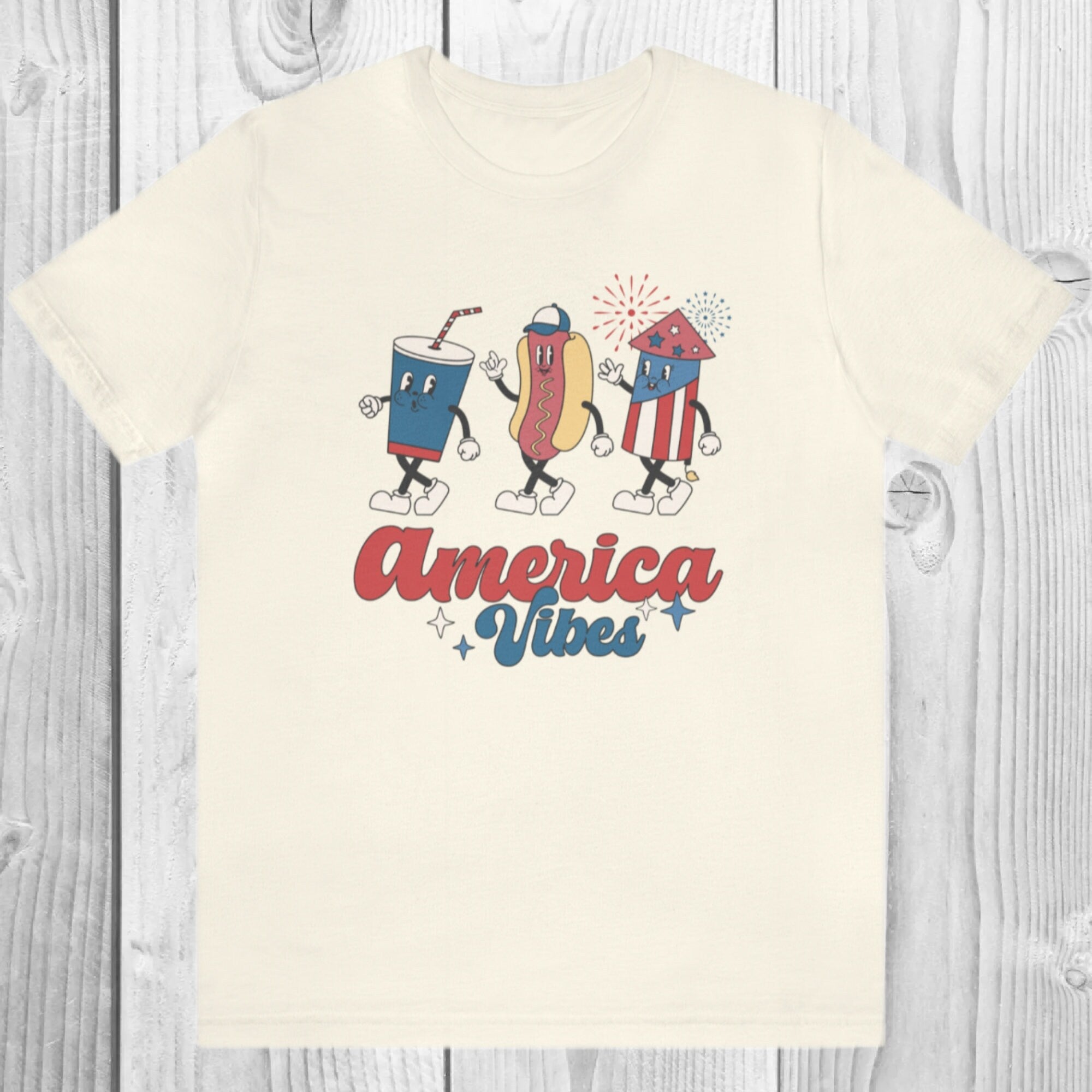 America Vibes Shirt, Retro Patriotic T-Shirt, 4th of July Tee, USA Graphic Shirt, Red White Blue Shirt, Unisex Fit Summer Top