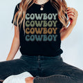 Unisex Fit Cowboy X 4 Jersey Short Sleeve Tee, Women's Western Shirt, Cowgirl Retro, Rodeo, Punchy, Ranchy, Cowboy Print, Cowgirl T-shirt