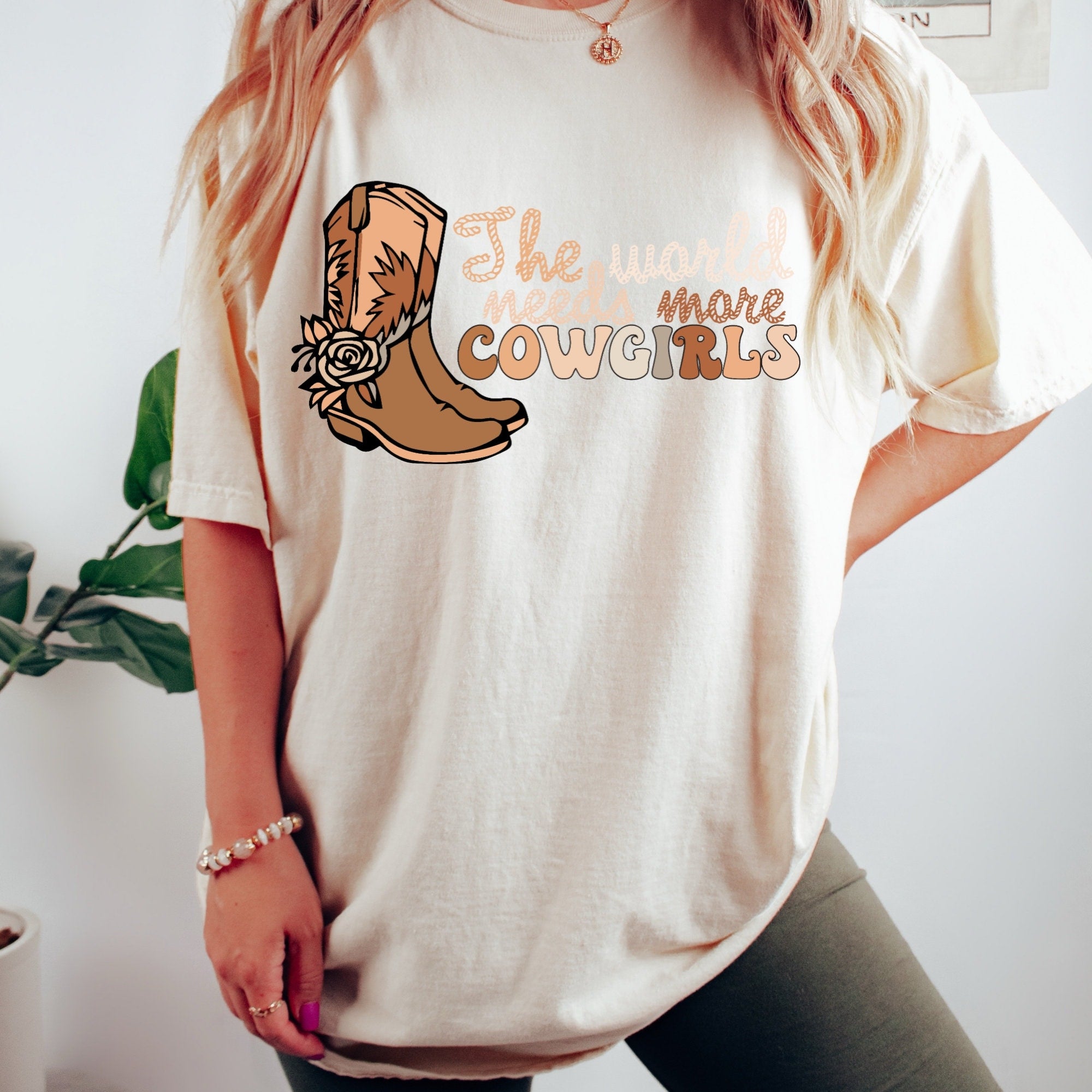 Women's "The World Needs More Cowgirls" Unisex Fit Garment-Dyed T-shirt, Cowgirl Shirt, Western Tee, Punchy Boutique, Ranchy, Cowgirl
