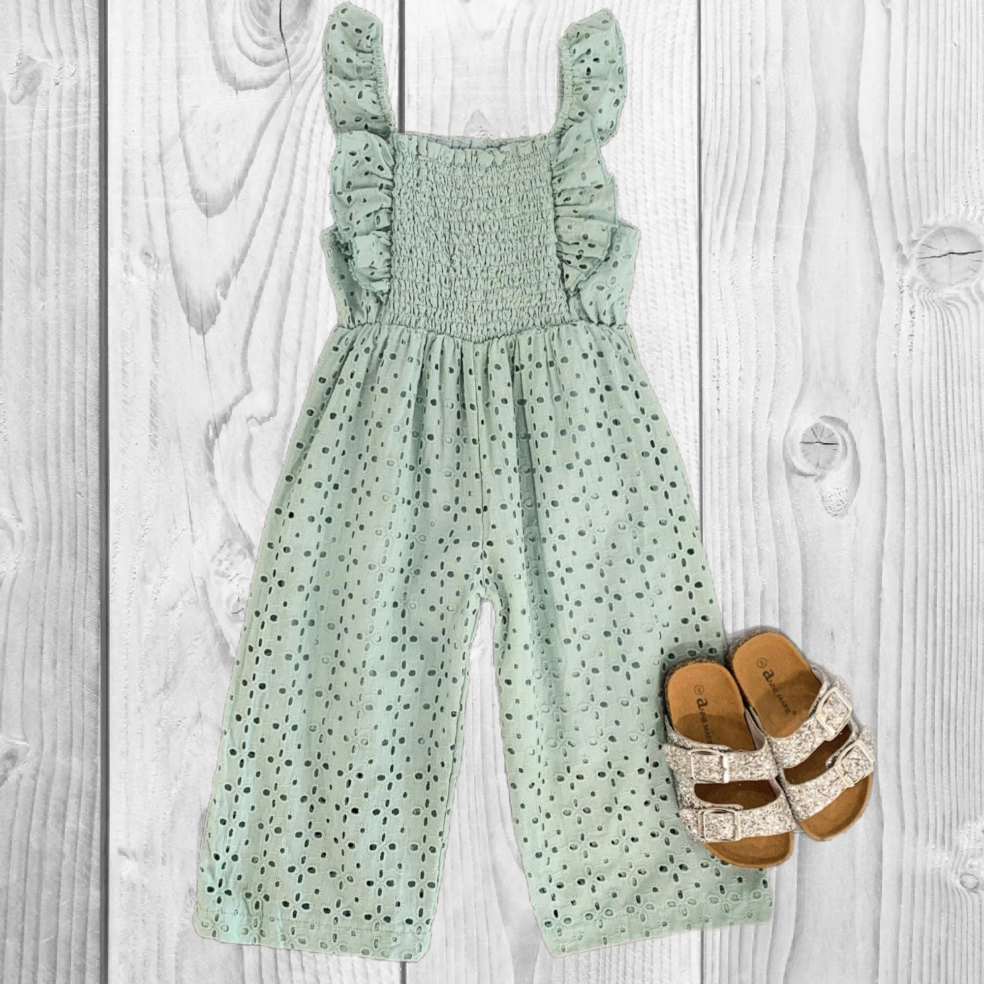 Girls/Toddler/Baby Eyelet Lace Jumpsuit, 6 12 18 Months 2T 3T 4T 5 6 7 8 10 12 14 Years, Outfit, Pink, Olive Green, Mint Or Rust! Spring