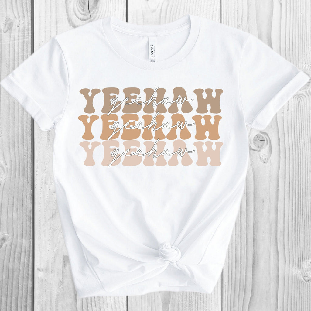 Women's Girl's "Yeehaw" Unisex Fit Jersey Short Sleeve Tee, Cowgirl Shirt, S - 3XL, Western Boutique, Neutral Colors, Punchy, Ranchy Yeehaw