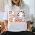 Women's "Too Cute To Spook" Unisex Fit Softstyle T-Shirt In The Color White, Small - 3XL, Retro Halloween Shirt, Pastel Girly Halloween