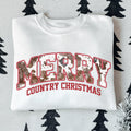 Women's "Merry Country Christmas" Unisex Heavy Blend™ Crewneck Sweatshirt In The Color White