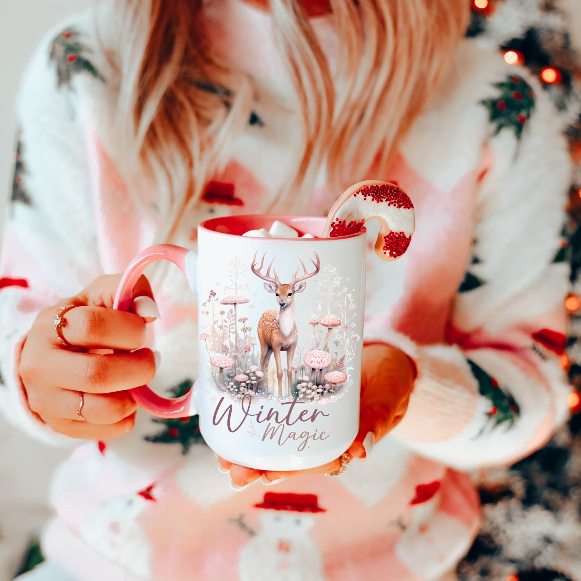 Winter Woodland "Winter Magic" Two-Tone Coffee Mug, 15oz