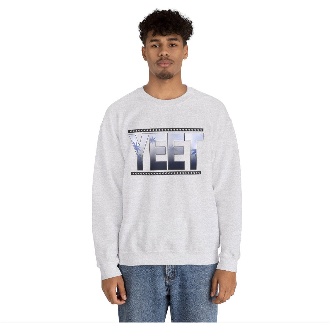 Men's Women's "YEET" Unisex Fit Heavy Blend™ Crewneck Sweatshirt In The Color Ash, Jey Uso, Main Event