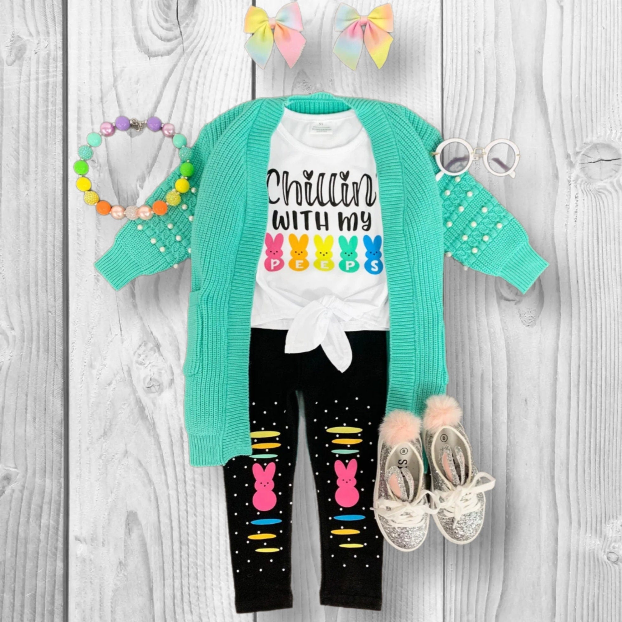 RESTOCKED! Girls/Toddler/Baby "Chillin' With My Peeps" Legging Set, Easter Outfit
