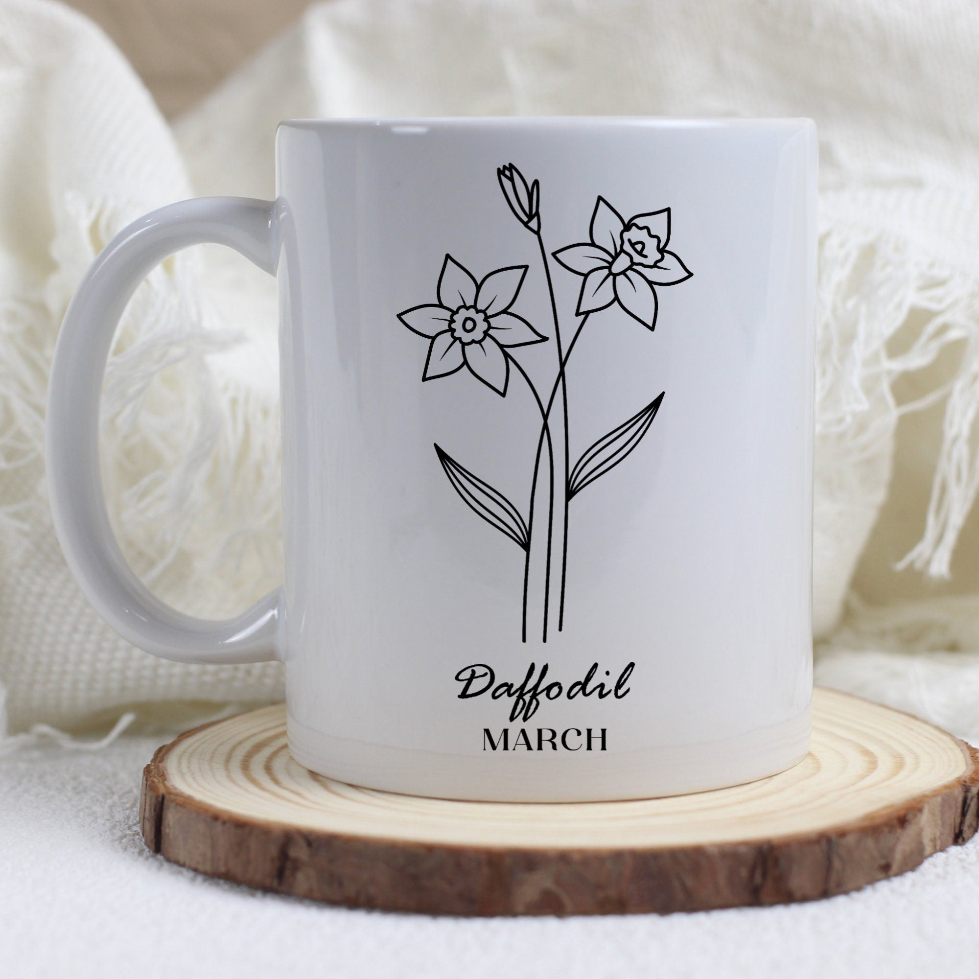 Birth Flower Ceramic Mug 11oz, Daffodil March