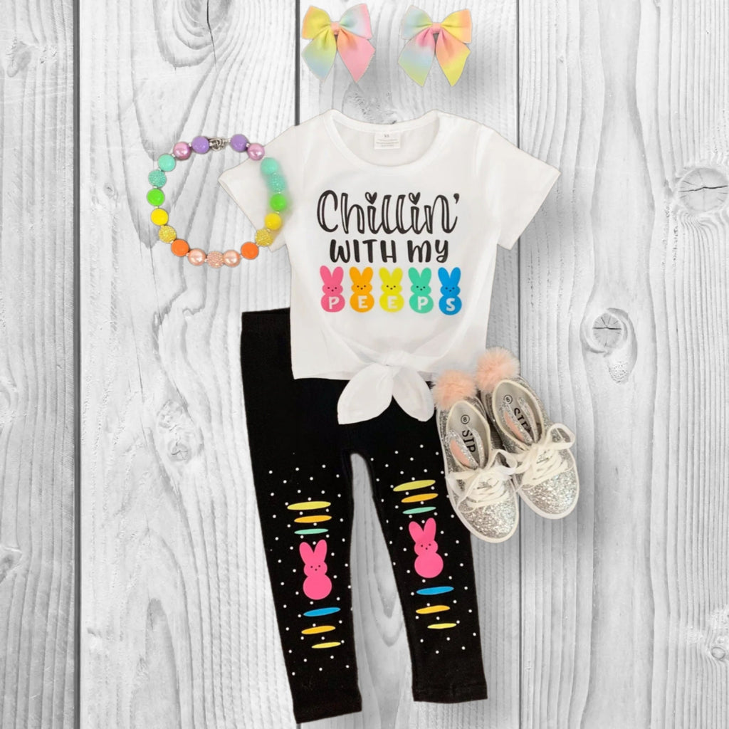 RESTOCKED! Girls/Toddler/Baby "Chillin' With My Peeps" Legging Set, Easter Outfit