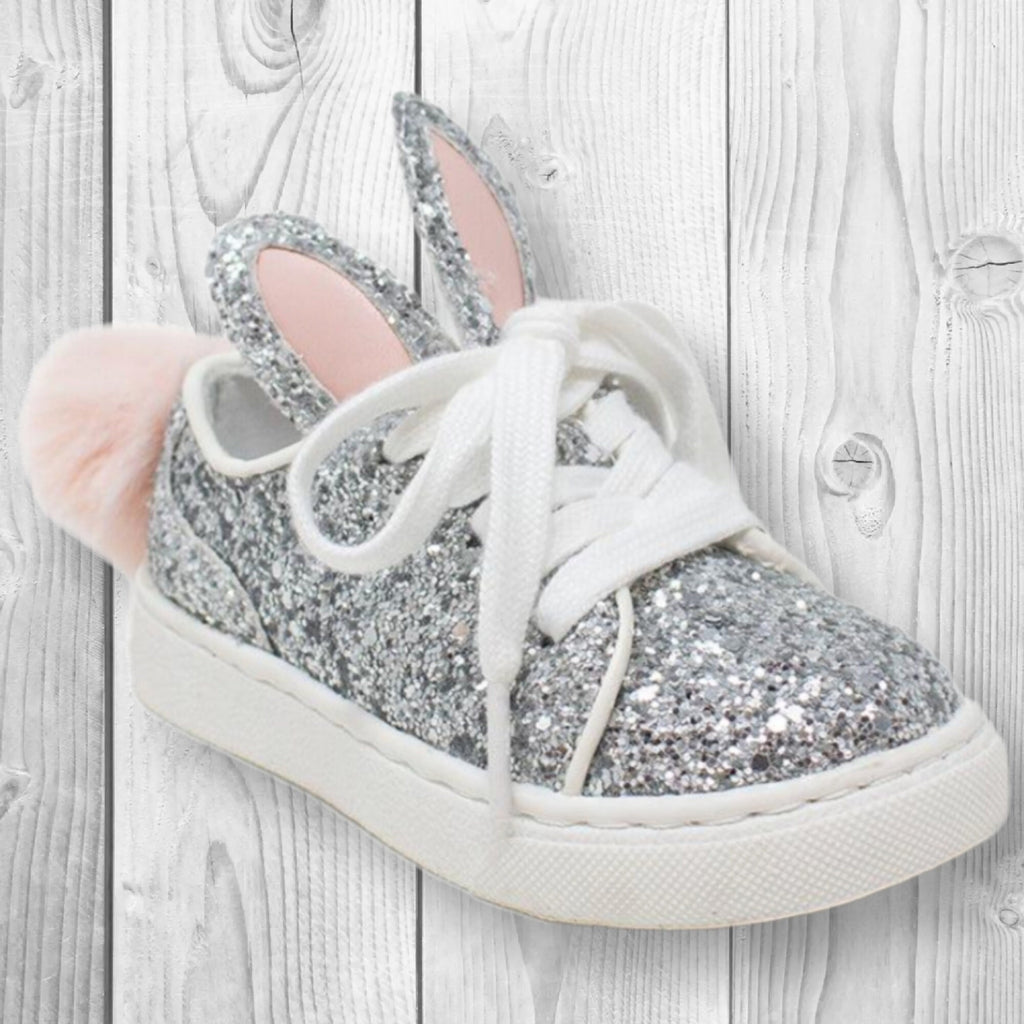 RESTOCKED! Toddler/Big Girl The Bunny Sneakers, White, Silver Glitter Or Gold Glitter, 5T 6T 7T 8T 9T 10T 11T 12T 13T 1 2 3 4, Easter Shoes