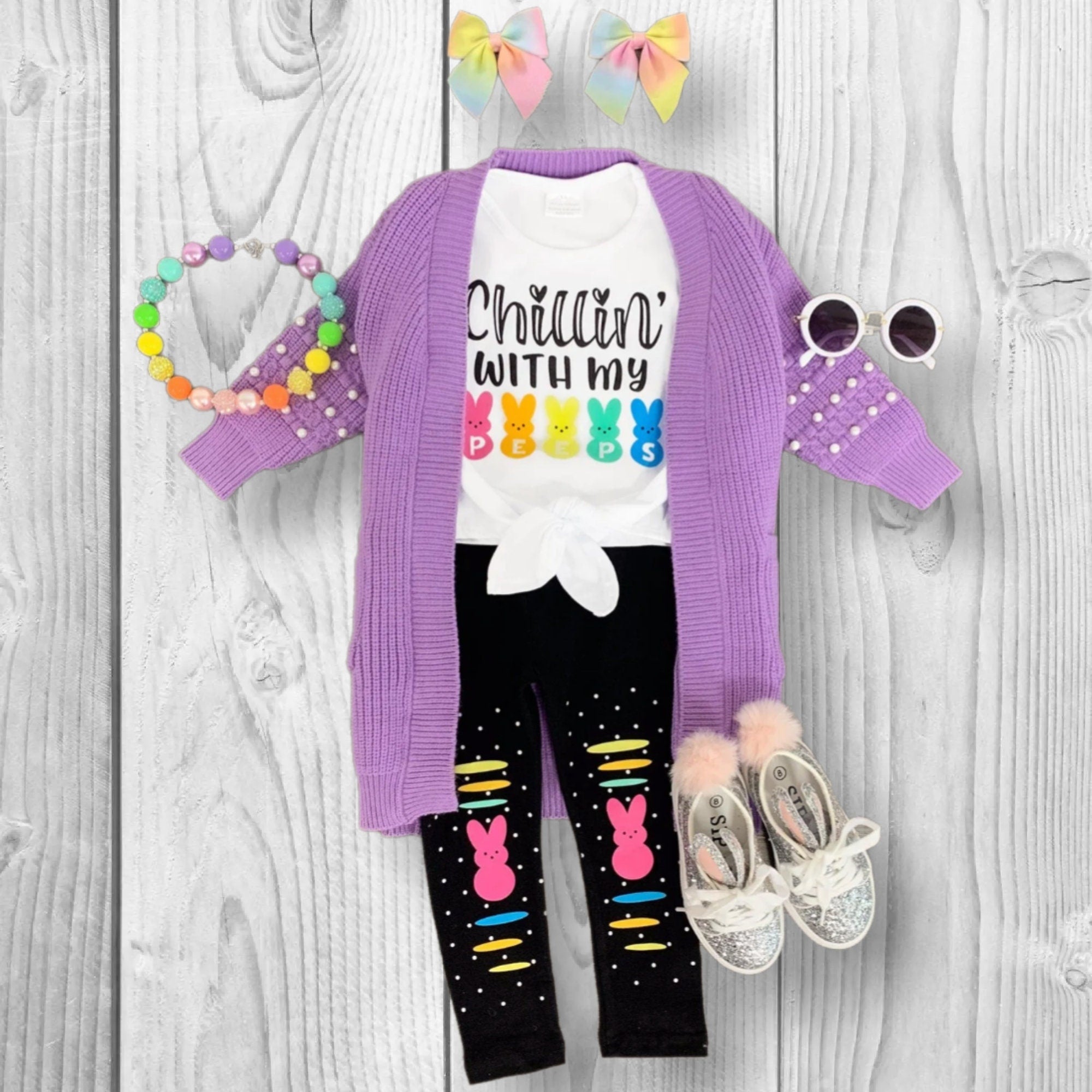 RESTOCKED! Girls/Toddler/Baby "Chillin' With My Peeps" Legging Set, Easter Outfit