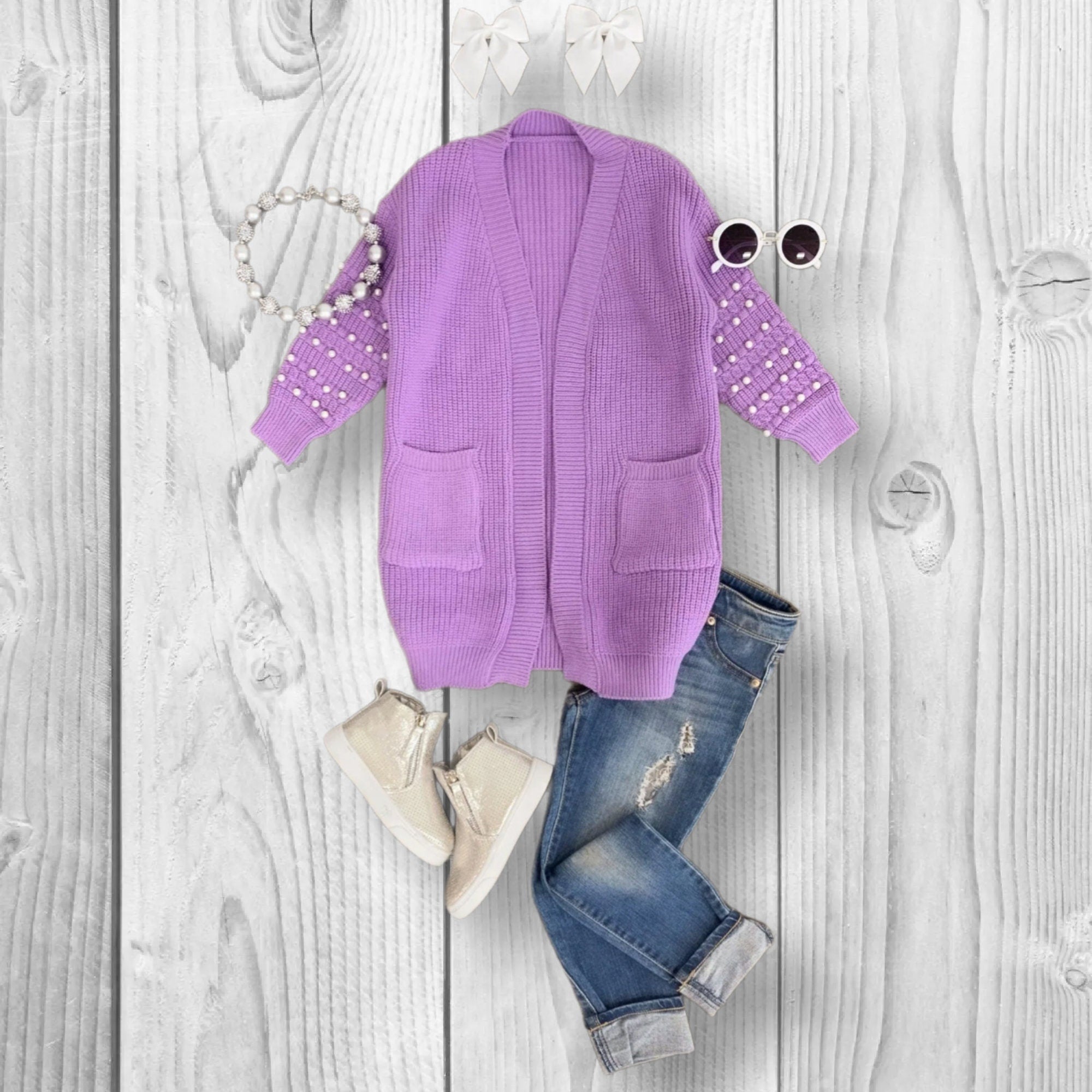 RESTOCKED! Girls/Toddler/Baby Pearl Cardigan Sweater In The Color Red, Lavender, Mint, Green, Black, Pink Or White