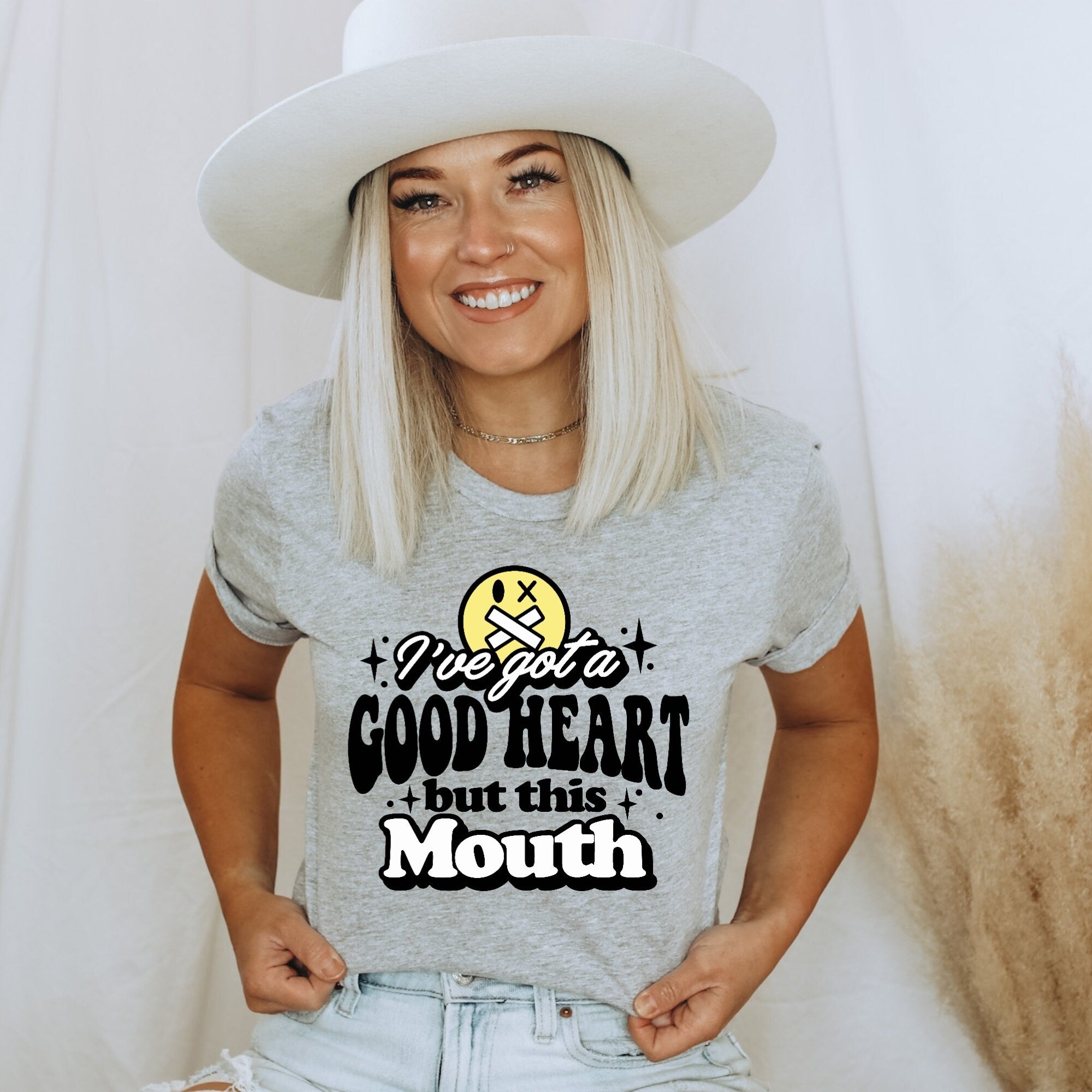 Women's "I've Got A Good Heart But This Mouth" Unisex Fit Jersey Short Sleeve Tee, In The Color Athletic Heather