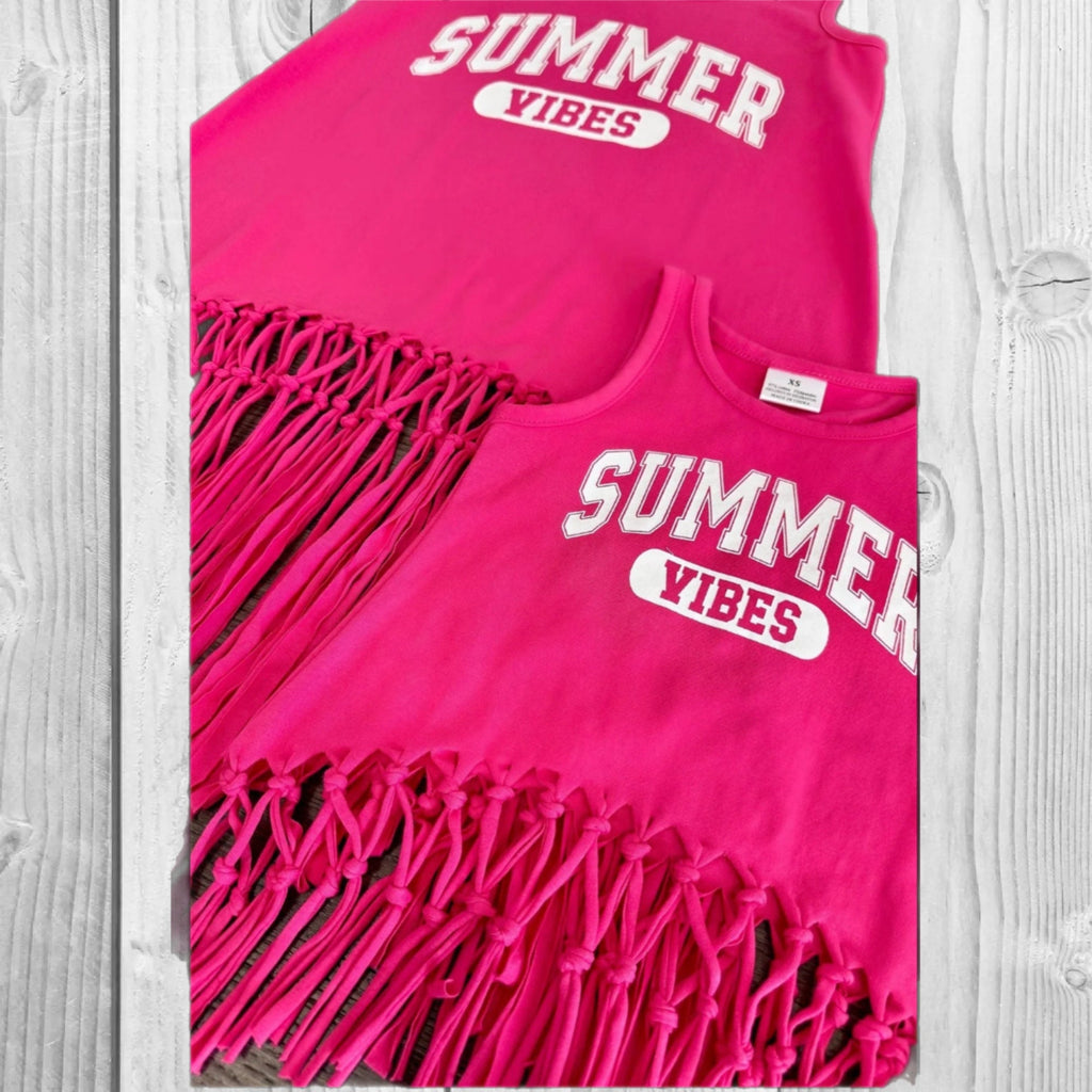 RESTOCKED! Mommy & Mini, Mom And Me - "Summer Vibes" Hot Pink Tank Top
