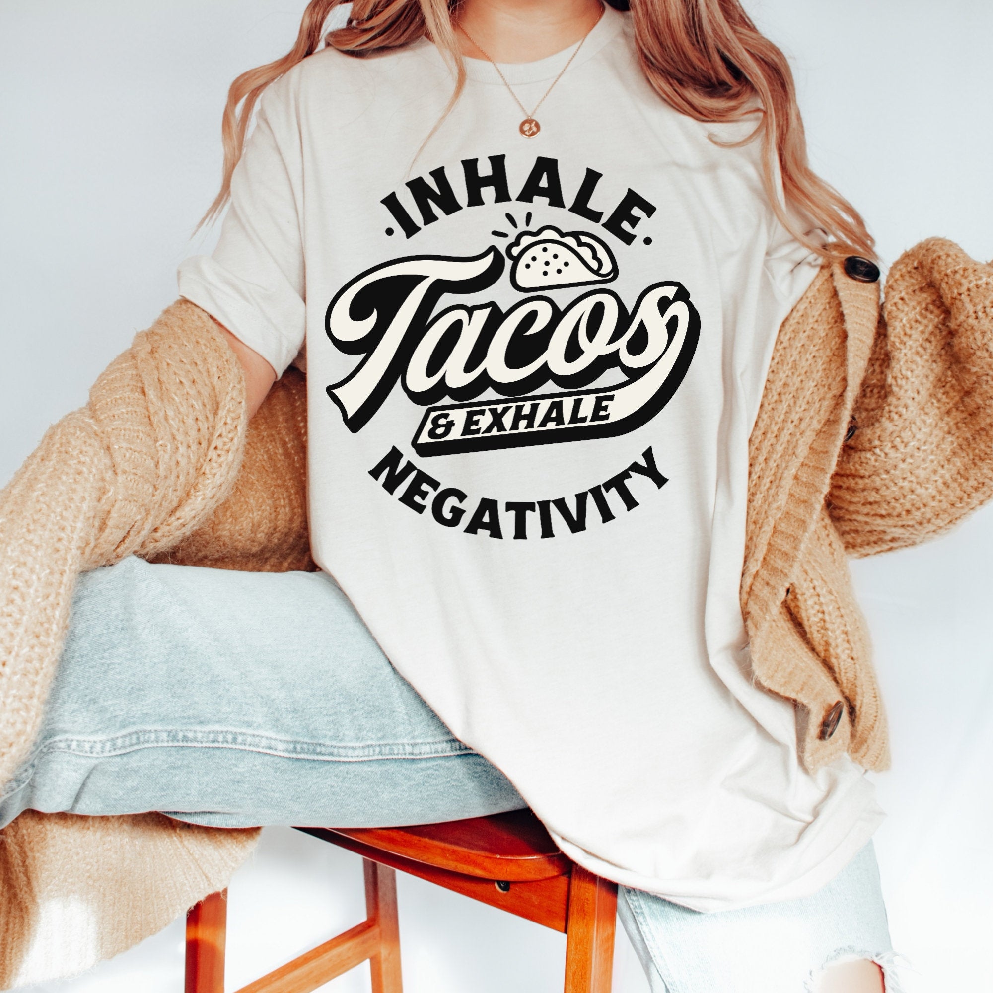 Women's "Inhale Tacos & Exhale Negativity" Unisex Fit Jersey Short Sleeve Tee