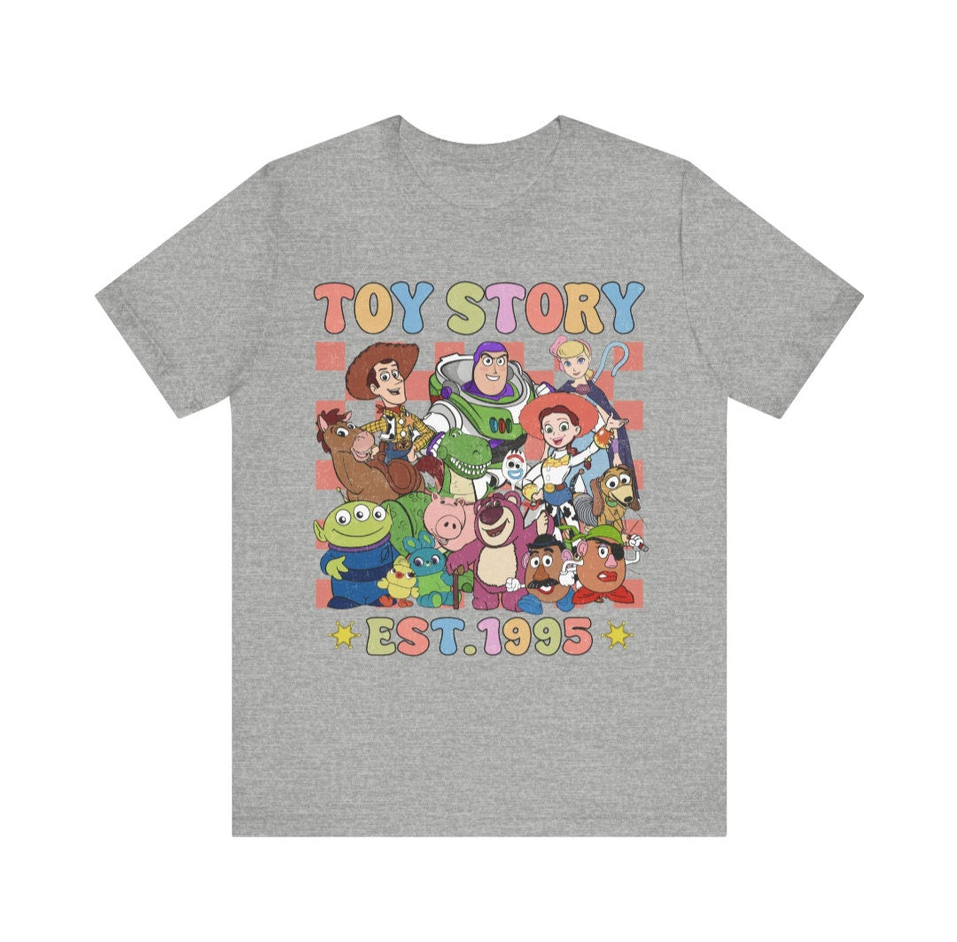 Men's Women's "Toy Story Est. 1995" On Front "You've Got A Friend In Me" On Back, Unisex Fit Jersey Short Sleeve Tee, Color Athletic Heather