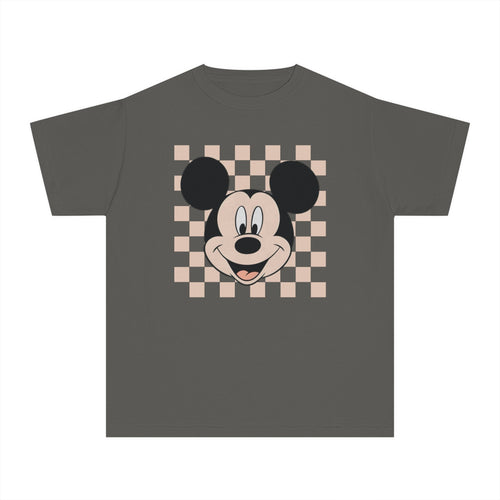 Boys Girls Unisex Vintage Mickey Mouse Checker Trendy Retro Youth Midweight Tee