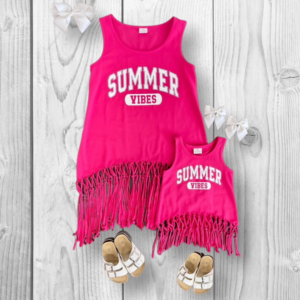 RESTOCKED! Mommy & Mini, Mom And Me - "Summer Vibes" Hot Pink Tank Top