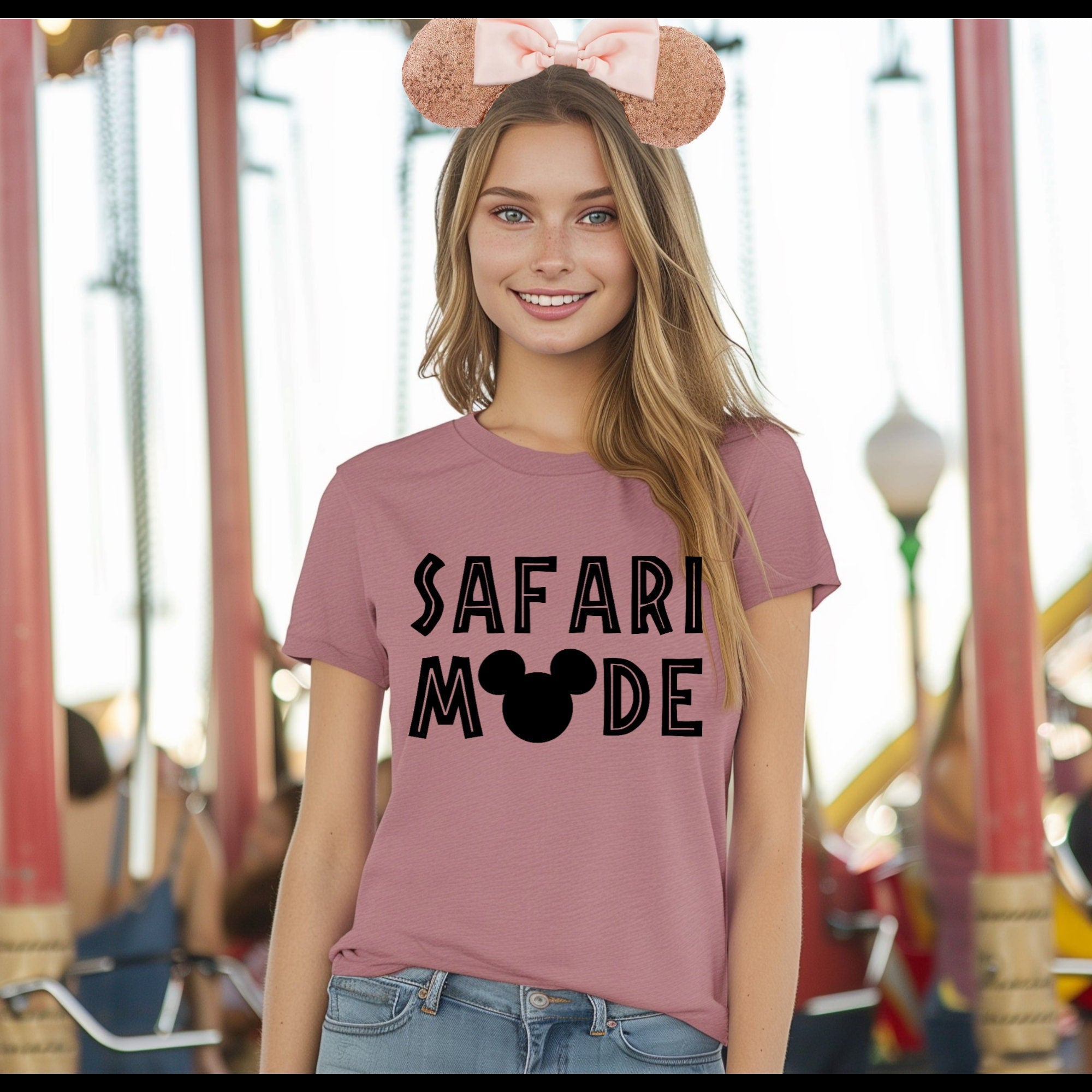 Women's "Safari Mode" Mickey Mouse, Unisex Fit Jersey Short Sleeve Tee, Family Trip