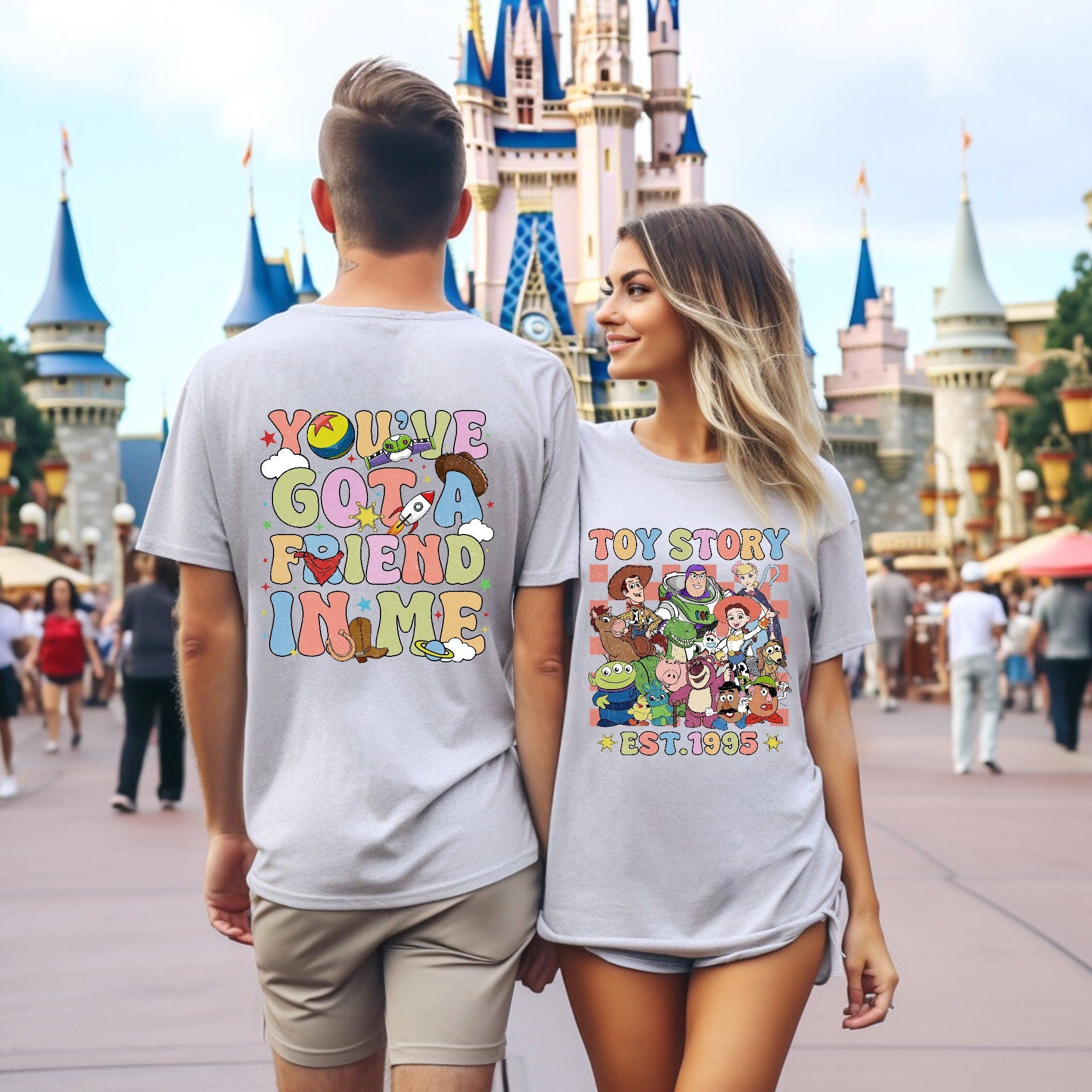 Men's Women's "Toy Story Est. 1995" On Front "You've Got A Friend In Me" On Back, Unisex Fit Jersey Short Sleeve Tee, Color Athletic Heather