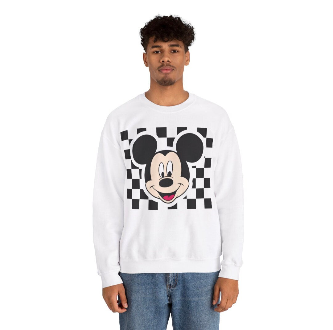 Men's, Women's, Checkered Mouse, Family Vacation, Trip, Vacay Mode, Unisex Fit Heavy Blend™ Crewneck Sweatshirt