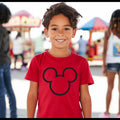 Boy's, Girl's, Unisex, Mouse Ears Outline, Youth Short Sleeve Tee