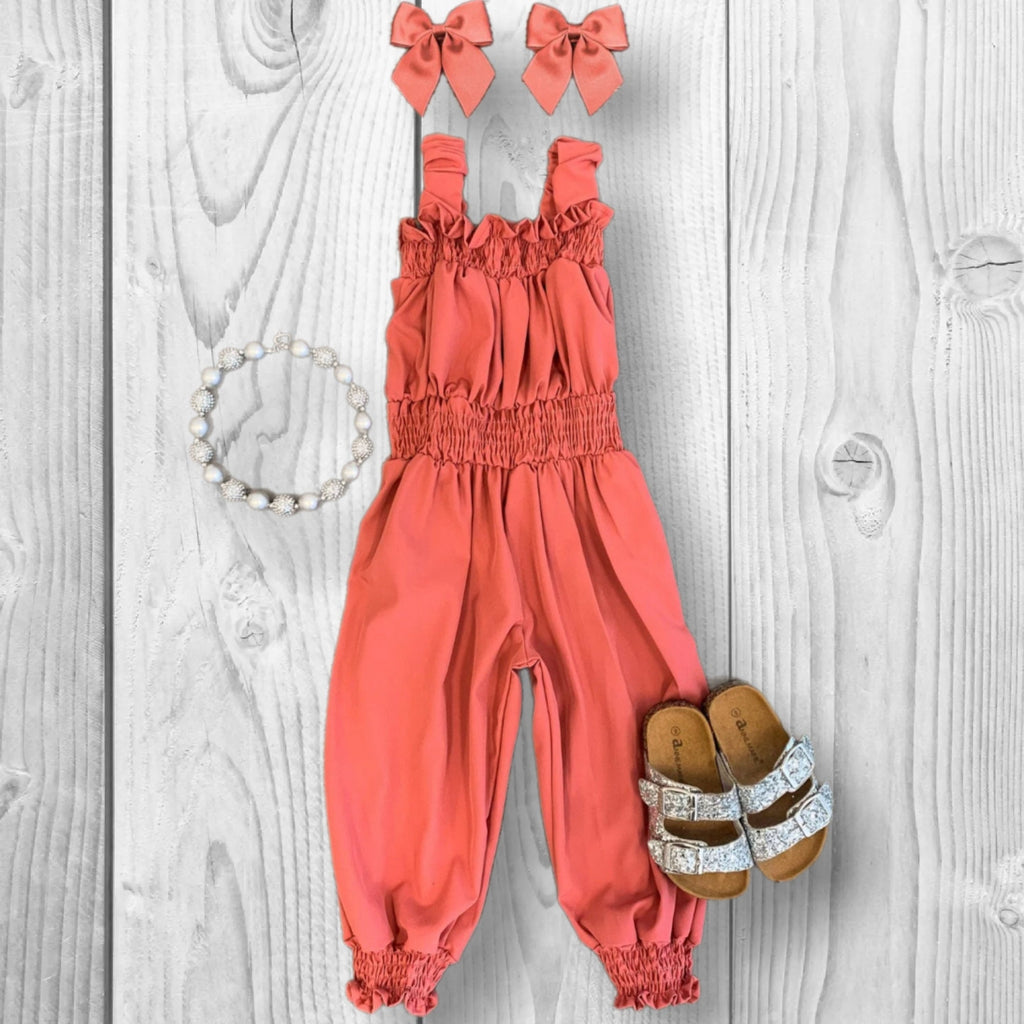 Girls/Toddler/Baby Rose Pink Cinch Jumpsuit
