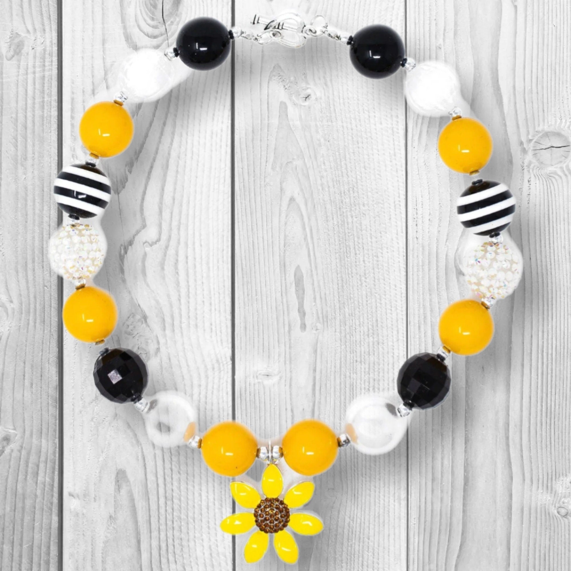 Black & Yellow Sunflower Bubble Gum Necklace